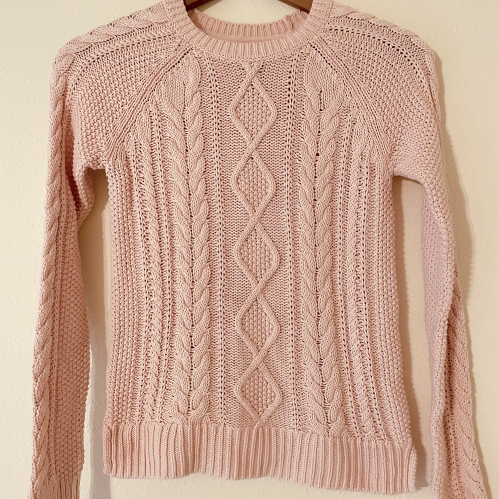 Girls GAP Kids pink cable knit sweater